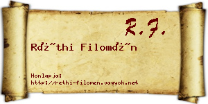 Réthi Filomén névjegykártya